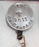 Name badge holder for Nursing dental medical veternary, custom personalized hand stamped badge holder, gift for medical professional