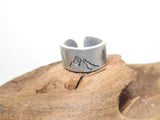 Mountain view Personalized Adjustable stamped ring,  inspiration rings, adjustable silver ring, stamped jewelry, boho mountain ring
