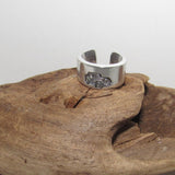 Pewter silver Off road truck ring, rock climber ring, Personalized Adjustable stamped ring,  stamped jeep jewelry, boho ring